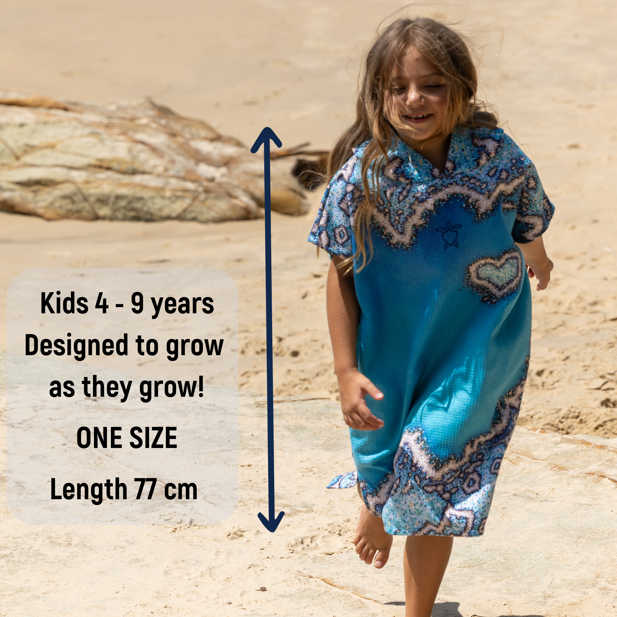Kids Poncho 4 - 9 years - Reef Love